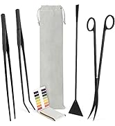 NEPTONION 6 in 1 Aquascaping Tool Kit with PH Tester, Black Steel Aquatic Landscaping Equipment P...
