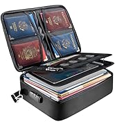 BALEINE Fireproof Document Box with Lock, Portable Fireproof Document Bag Waterproof Fire Proof F...
