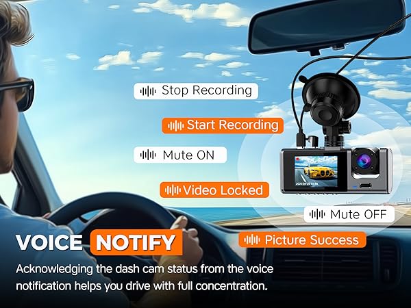 voice notification dash cam