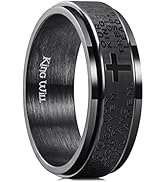 King Will 8mm Black/Gold/Silver Stainless Steel Ring Lord's Prayer Rotatable Ring Men Wedding Ban...
