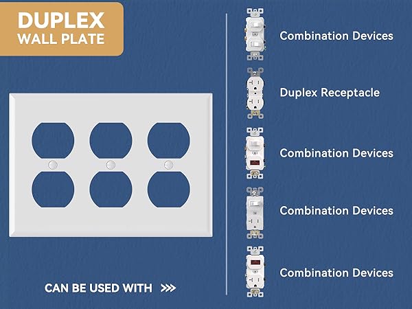 3 Gang Standard Duplex Switch Wall Plate
