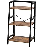 Homedawn 3-Tier Bookshelf, Ladder Shelf, Industrial Bookcase with Steel Frame, Metal Small Bookca...