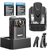BOBLOV Body Camera 4K B4K6 with 2PCS 3000mAh Batteries, 128GB Body Cam with GPS Tracking, and Con...