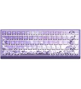 JSJT Side Printed Translucent Keycaps - Purple Roses Themed Keycap Set,74 Keys PBT Shine Through ...