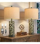 OYEARS 22'' Table Lamp Set of 2 for Living Room, Farmhouse Lamp for Bedroom, Vintage Bedside Lamp...