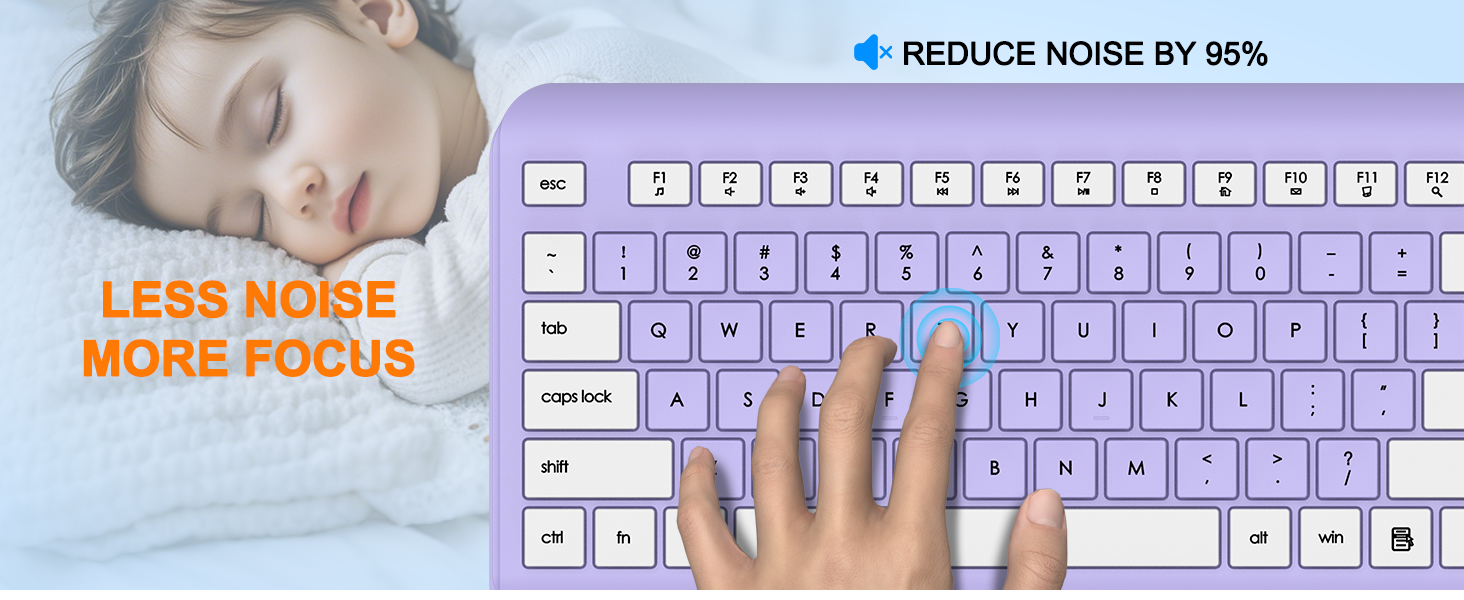 Wireless Keyboard and Mouse Combo, Full Size Silent Ergonomic Keyboard Mouse