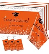 3 Pack Class of 2026 Graduation Tablecloths,Foil Dot Plastic Disposable Rectangle Table Covers fo...