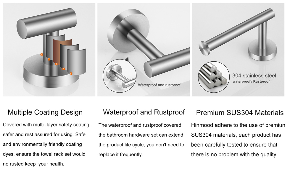 Bathroom hardware set 10 pieces, bathroom hardware set, towel hooks with towel bar