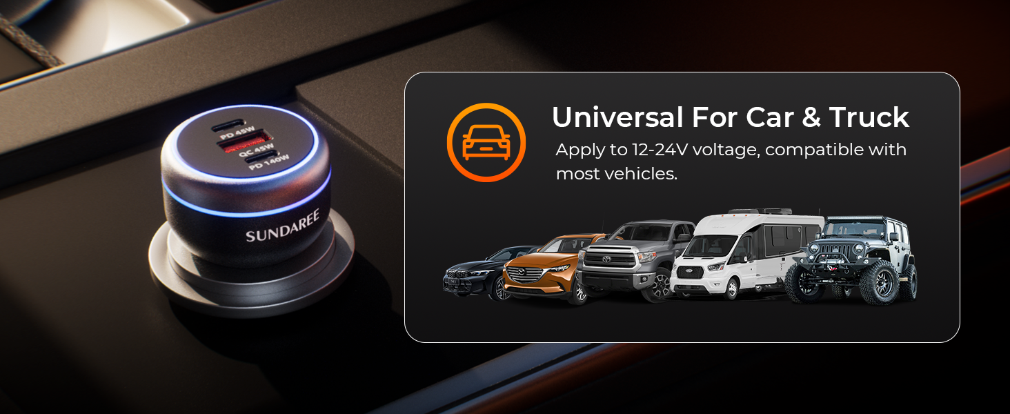 Apply to 12-24V voltage, compatible with most vehicles.