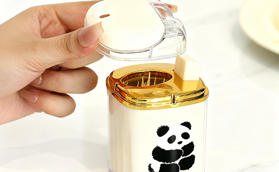 Funny Panda Automatic Toothpick Dispenser,Pop-Up Toothpick Holder Box for Home, Kitchen, Restaurant