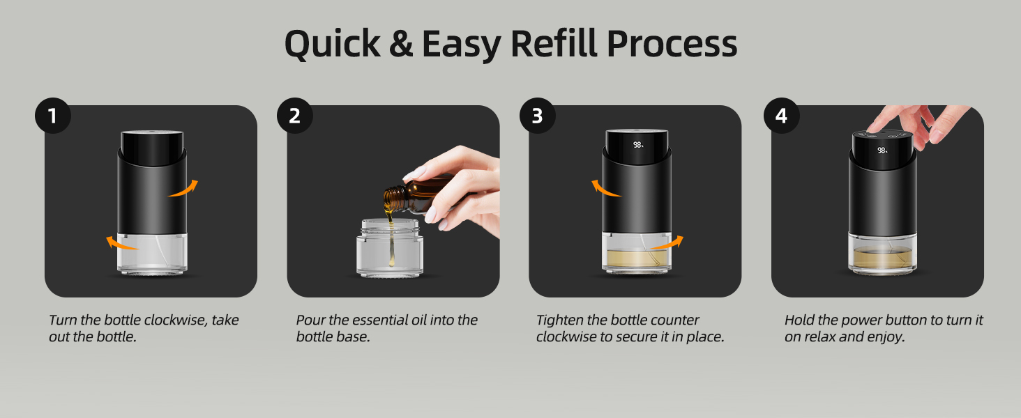 waterless diffuser essential oil scent aromatherapy portable battery operated home room office mini