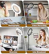 Desk Ring Light with Stand,10''Selfie Phone Light for Video Recording,10 Brightness Levels 3 Ligh...