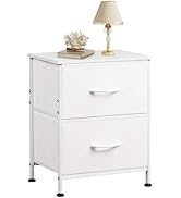 WLIVE White Nightstand, 2 Drawer Dresser for Bedroom, Small Night Stand with Fabric Drawers, Beds...