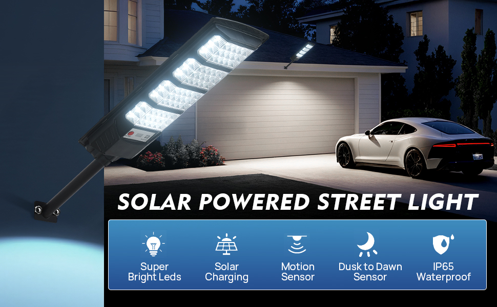 Ultra-bright LED solar lights with motion sensors and light sensors, automatically turn on at night