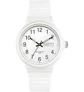 Waterproof Watches for Women White Ladies Female Easy to Read with Second Calendar Day Date Hand ...