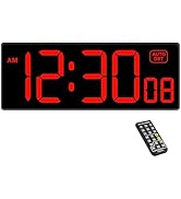 Soobest Digital Wall Clock with Seconds for Gym, Remote Countdown Timer Large LED Display 5 Dimme...