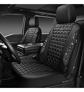 CAR PASS Bling Diamond Leather Car Seat Covers 2 Front Seats Interior Sets, Waterproof Shining Gl...