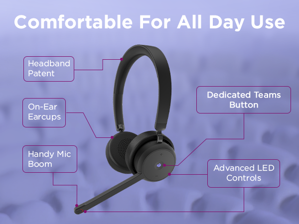 Lenovo Wireless VoIP Headset (Teams) - Comfortable for all day use
