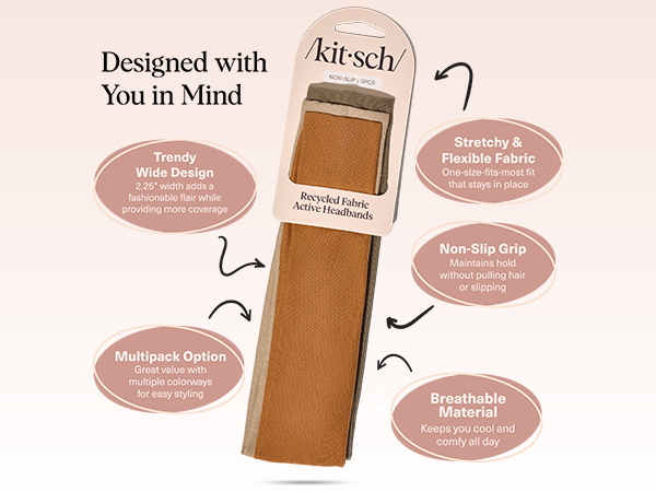 Kitsch Wide Headbands for Women for Workout, Yoga, Gym,Running, Exercise Stretchy Head Bands Sedona