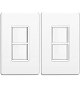 BESTTEN 2 Pack Double Rocker Light Switch, Two Single Pole Electrical Paddle Switch, 15A 120V, Du...
