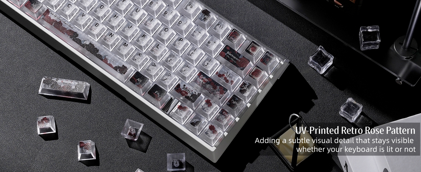Clear Keycaps, Shine-Through Keycaps, Jelly Keycaps Cherry Profile Keycaps for Mechanical Keyboard
