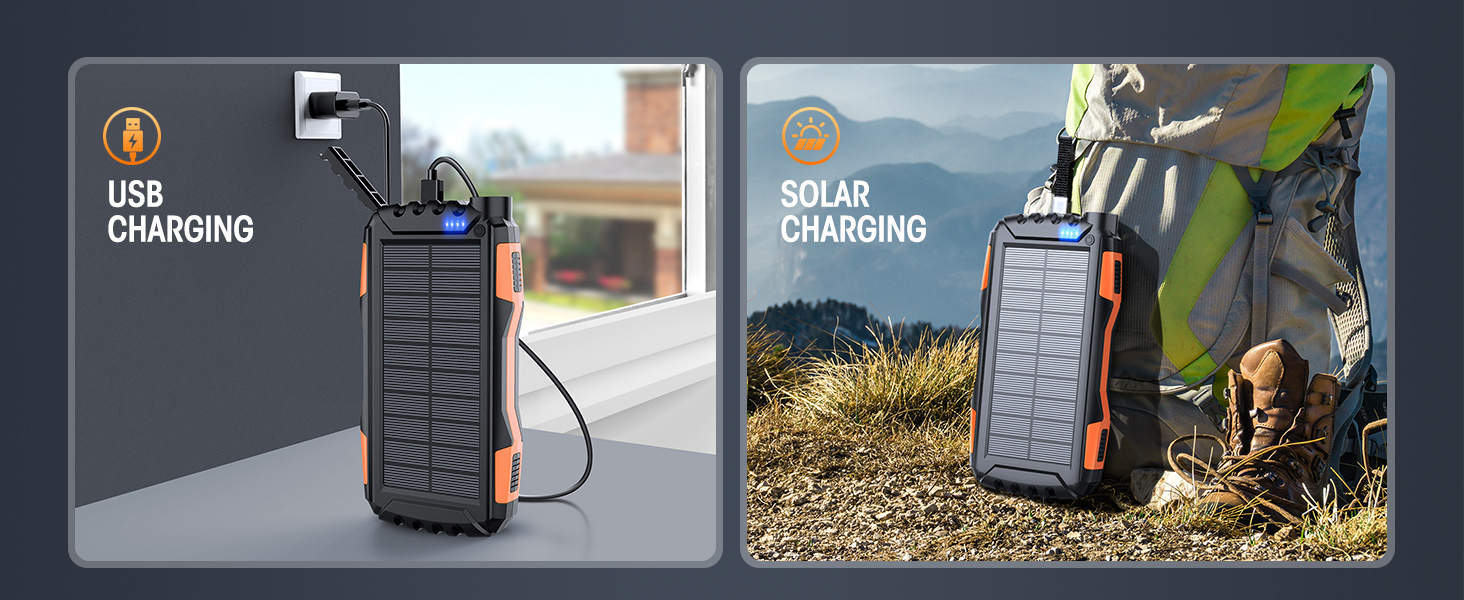 Solar power bank portable charger, Solar charger