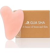 DoSensePro Rose Quartz Gua Sha Facial Tool - Heart-Shaped Crystal for Puffiness, Lymphatic Draina...