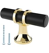 LEIFENY 10 Pack Black and Gold Cabinet Pulls T Bar, Single Hole Knobs for Kitchen Bathroom Cupboa...