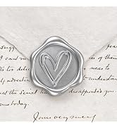 Pollize 50PCS Silver Heart Wax Seal Stickers, Adhesive Envelope Stickers | 3D Embossed Pre-made W...
