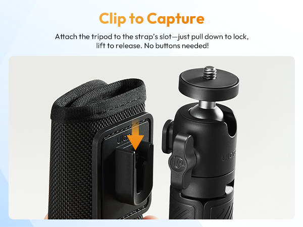 ULANZI MT88 ClipMate Camera Tripod, Selfie Stick w Velcro Strap &amp; Action Camera Adapter