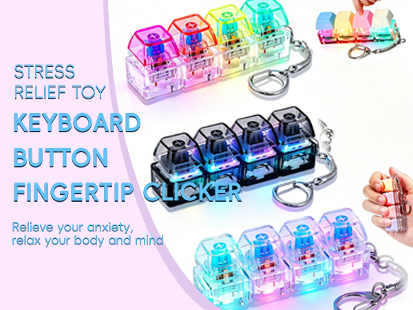 3-Pack Keyboard Fidget Keychain with LED Lights