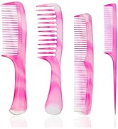 FHALLYNN Pink Hair Comb Set - Wide Tooth, Fine Tooth, Rat Tail, and Dual Comb for Women and Men