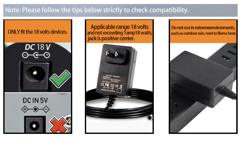 18V AC DC Power Supply Adapter
