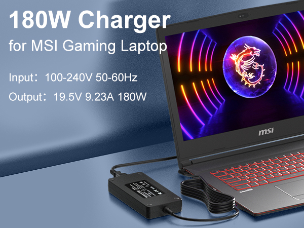 180W Charger Compatible with MSI Thin GF63 GF65 Stealth GS65 GS63 GS65 GS73 GS75 GS60 GF72