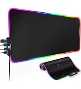 Gimars RGB Gaming Mouse Pad with 4 USB Hubs, 15 LED Light Modes Mouse Pad, Extra Large,Non-Slip R...