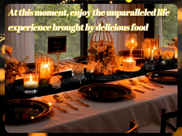 Black and Gold Plastic Dinner Plates