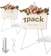 VAIIGO 63" White Easel Stand for Wedding Sign Poster Display Easel Folding Art Easel for Floor Ad...