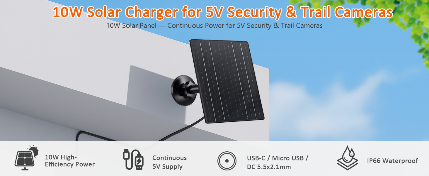 10W solar panel for camera