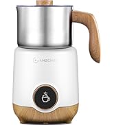 AMZCHEF 8-IN-1 Milk Frother and Steamer 550 Watts, 21 oz Split Stainless Steel Automatic Steamer,...