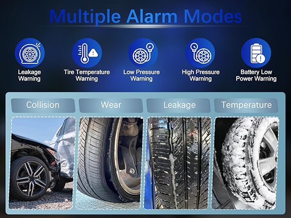 Tire Pressure Monitoring System with Solar Charge, RV TPMS with 4 External sensors