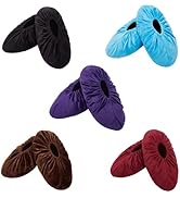 LAKE OF FIRE 5-Pair Reusable Shoe Covers, Non-Slip, Washable, and Thickened Boot Covers for Floor...