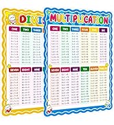 Multiplication and Division Chart, Laminated Multiplication Poster, Times Table Chart for Kids, E...