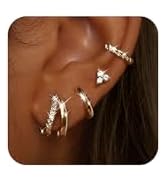 Small Gold Hoop Earrings for Women - Hypoallergenic 14K Gold Plated Surgical Steel Chunky Huggie ...