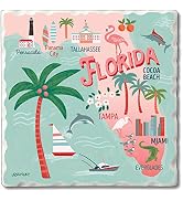 Thirstystone Florida Attractions 4 Pack Tumbled Tile Stone Coasters with Protective Cork Backing ...
