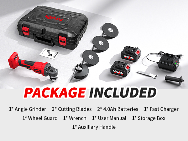 Battery Angle Grinder Tool, 4-1/2 inch Cordless Grinder Kit for Gift