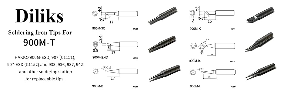  HAKKO 900M-ESD, 907 (C1151), 907-ESD (C1152) and 933, 936, 937, 942 solder tip,soldering tips