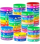 IDREAMBAND Bible Verse Bracelets - 80 Pcs Silicone Bulk Jesus Wristbands - Cute Christian Colored...