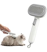 Self-Cleaning Pet Grooming Brush for Cats and Dogs, Slicker Brush with One-Click Hair Removal, White