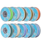 TECSONAR Matte Rainbow PLA 3D Printer Filament, 10 Rolls,1KG Spool(2.2lbs) 1.75mm 3D Printing Mul...