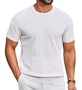 COOFANDY Men's T-Shirts Short Sleeve Knit Shirts Casual Crewneck Ribbed Dress Tee Shirt